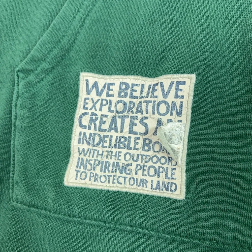 The North Face Hoodie Mens Large Green Pullover Fleece Graphic Outdoor Hiking